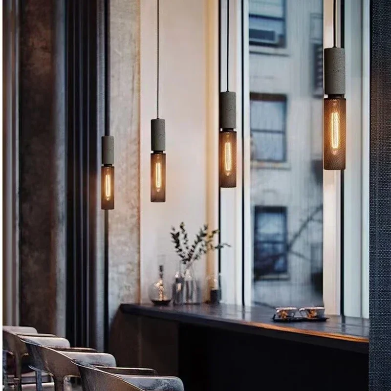 عاكس الضوء الحديد النمط الصناعي الحديث قلادة LED أضواء تركيبات الثريا الداخلية الاسمنت معلقة لطاولة البار