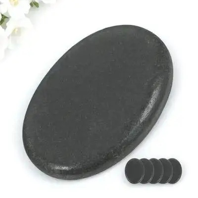 

6pcs Volcanic Stone Facial Tools Heat Rocks Smooth Stones For Skin Care Black Hot Massage Tools Electromagnetic