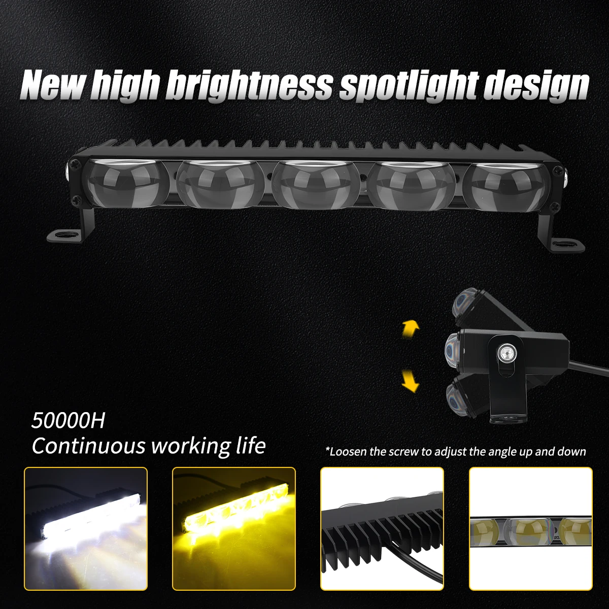 19.4CM12-24V обектив LED мотоциклет прожектор двуцветен Четири режима на водоустойчив фар за универсален велосипед за мръсотия с кормило