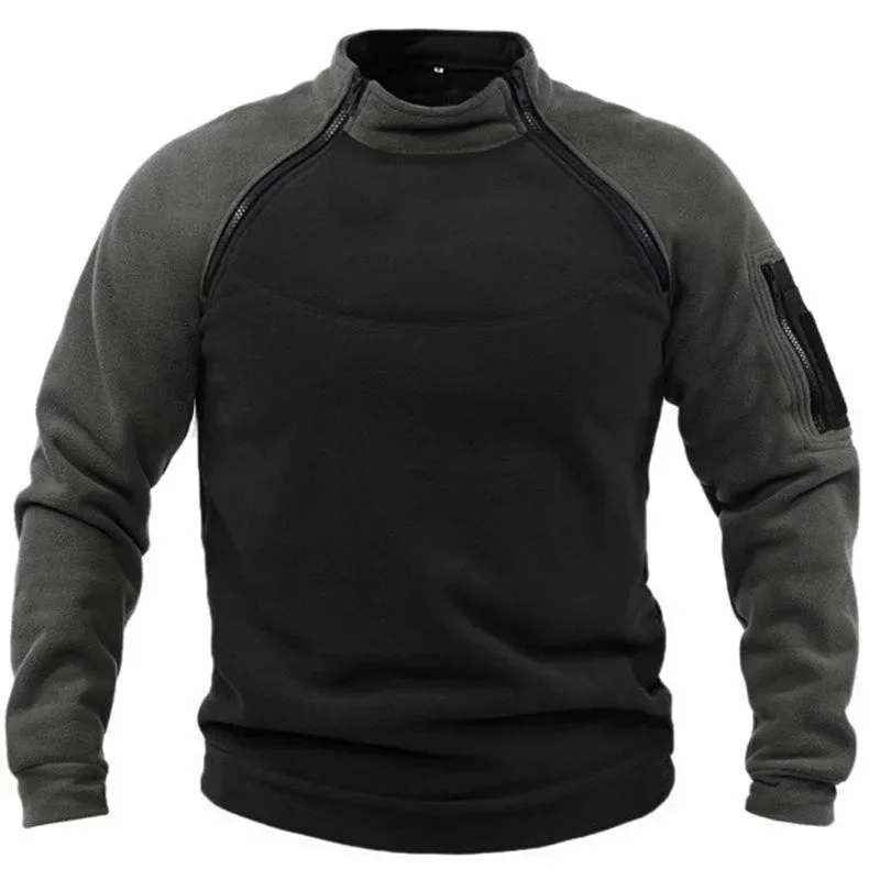 American Men's Sweatshirt. New Style for Autumn and Winter Contrasting Color Outdoor Loose and Warm Tactical Pullover Sportswear