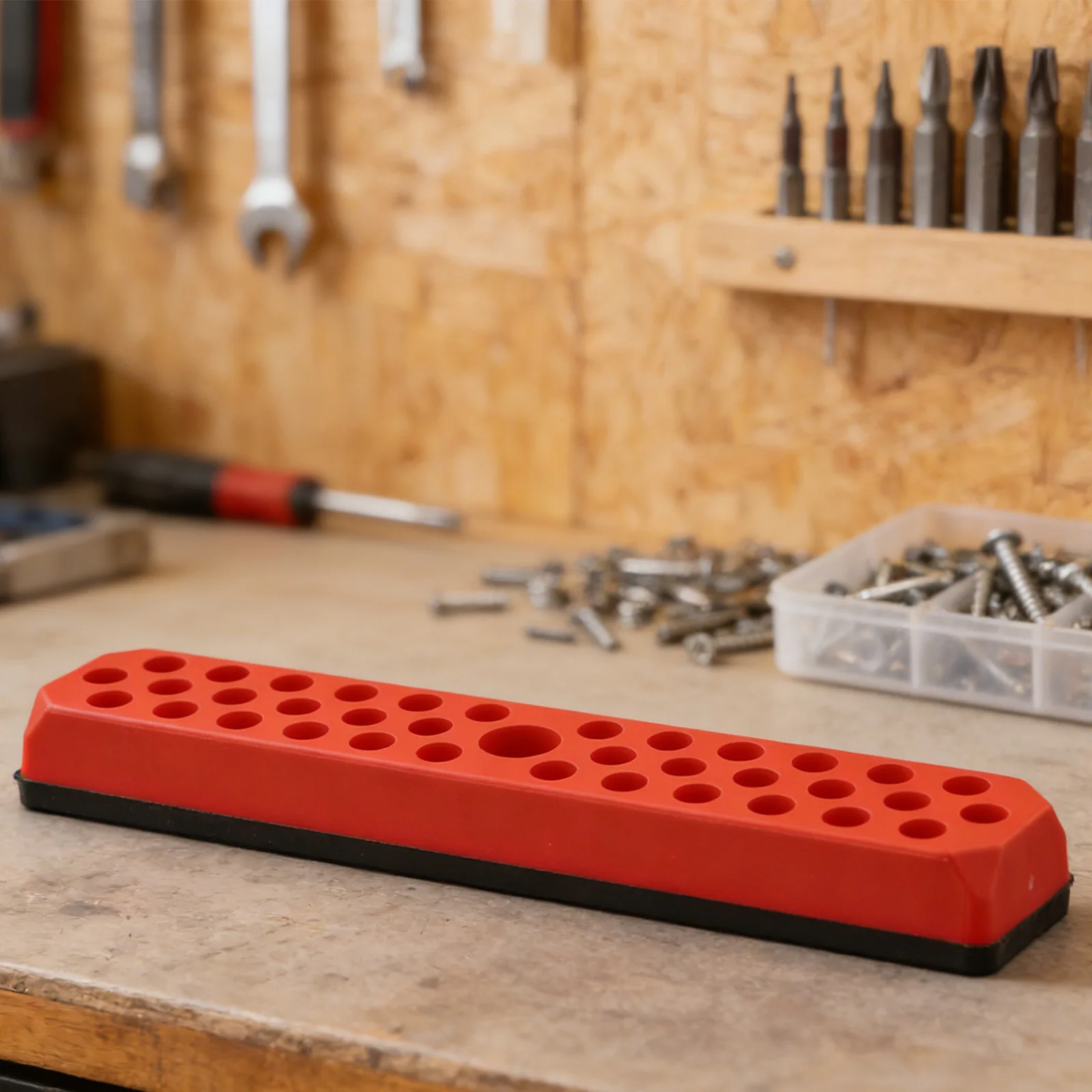 Magnetic Hex Bit Holder With 43 Holes For 1/4 Inch Screwdriver Bits Organizer Storage Case Resistant Plastic Box