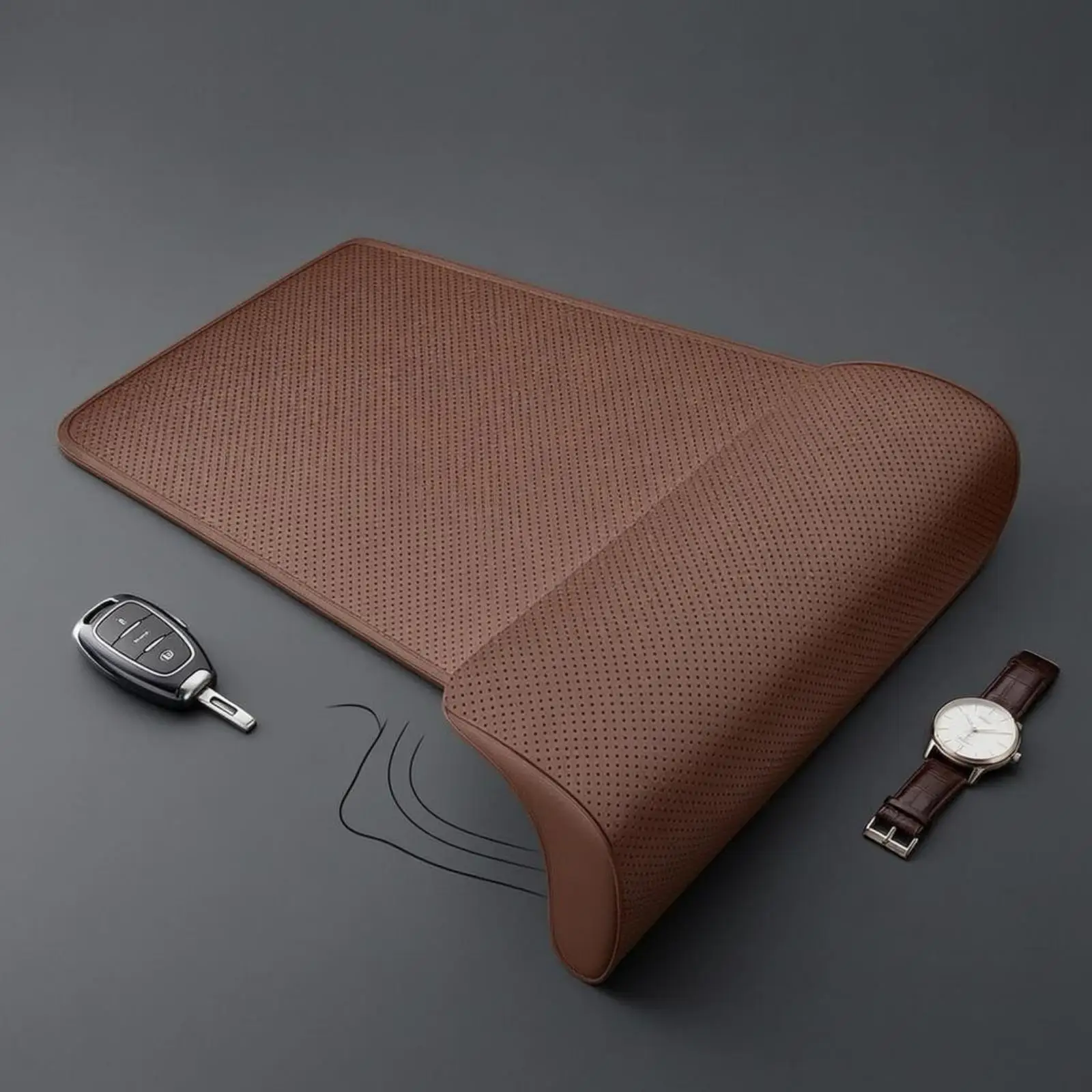 Car Seat Leg Rest Cushion Non-Slip Base Snap-on Car Seat Leg Rest Under-Thigh Support Cushion Perforated Leather-Like