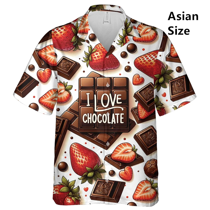 Love Snacks Cake 3D Printed Shirts For Men Clothes Donuts Chocolate Lover Graffiti Shirt Casual Couple Short Sleeve Y2k Blouses