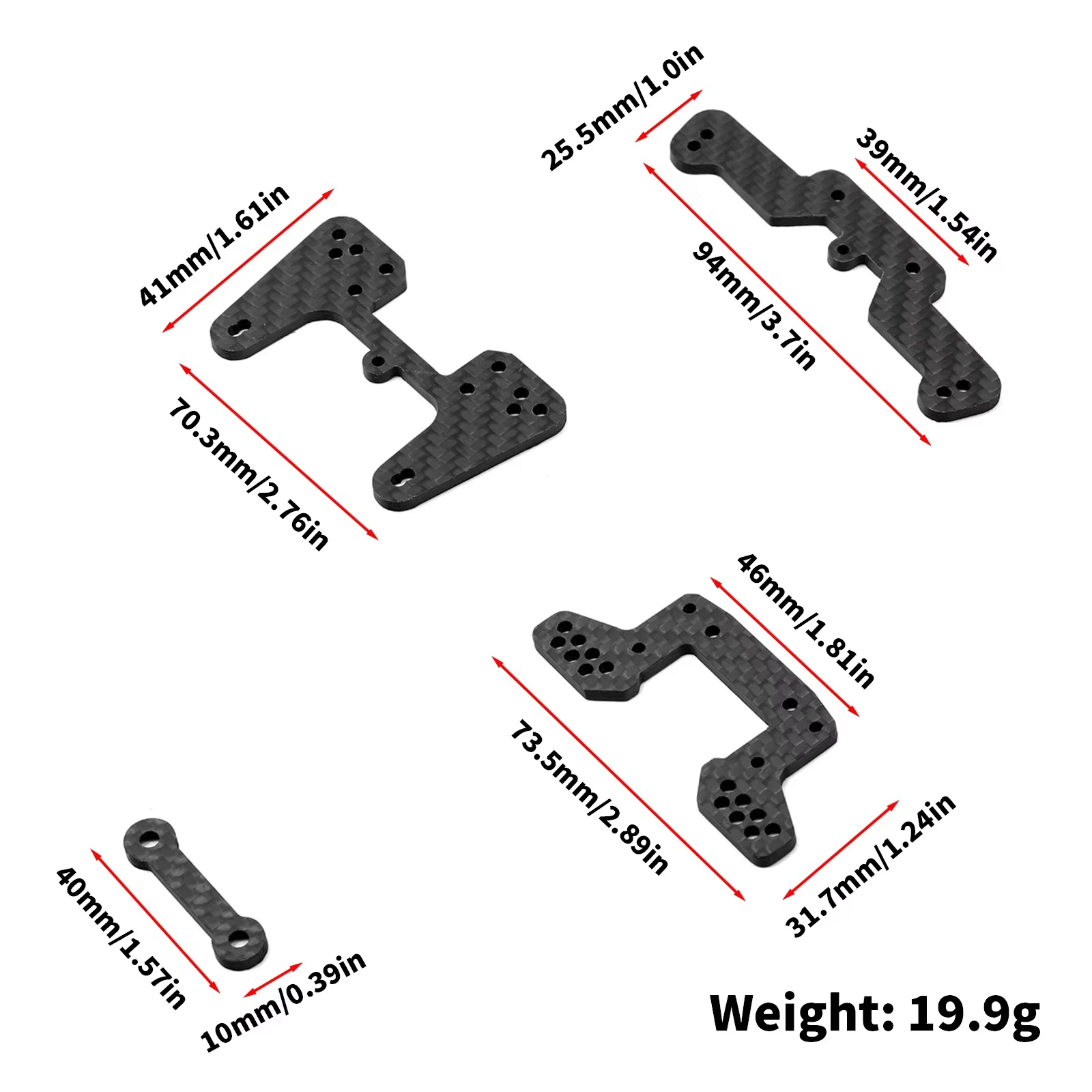 Kyosho Turbo Optima mid 1/10 RC Car Carbon Fiber Front & Rear Shock Tower Plate Upgrade Parts Accessories - view 3