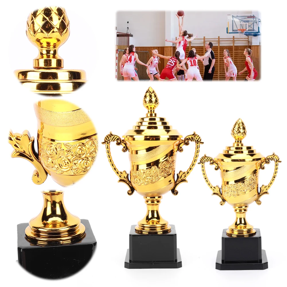 

Gold Plastic Trophy Basketball Football Trophy with Lid Sports Competition Trophy Winners Award Trophy for Winner Kids Adults