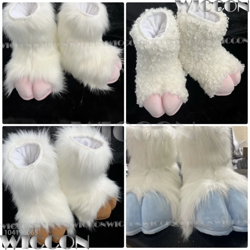 Furry Foot Cute Shoes Fursuit Kigurumi Cosplay Animal Beast Foot Multicolor Furred Costume Gift Holloween Roleplay Customized