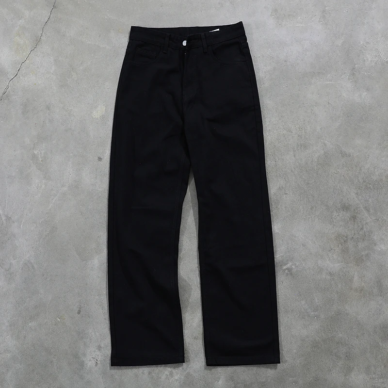 Retro American Denim Jeans Loose Straight Leg Trousers Unisex Basic  Color Casual Jeans for Men And Women
