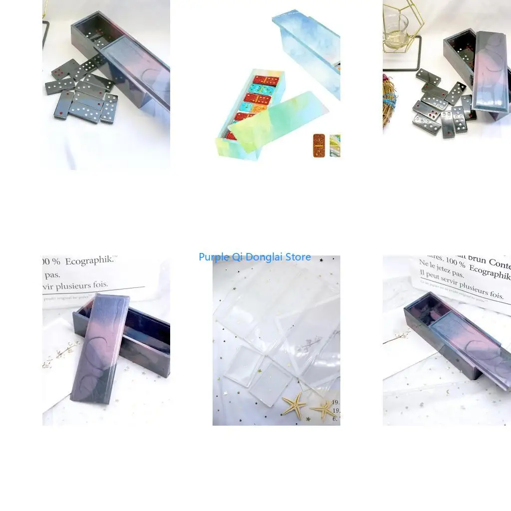 L21E DIY Crafts Dominoes Storage Tray Table Ornaments Decoration Epoxy Resin Mold Handicrafts Soap Resin Casting Mold