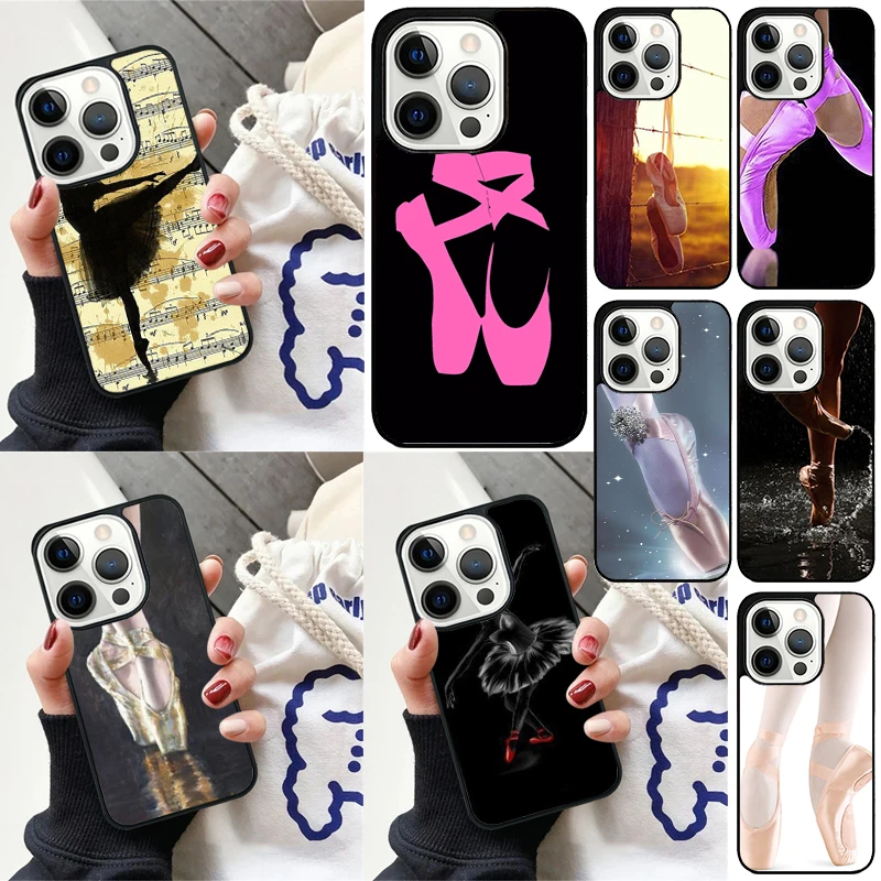 Ballerina girl Pointe Ballet Slippers Shoes phone Case For iPhone 16 15 14 Plus X XR XS for apple 16 11 12 13 mini Pro Max