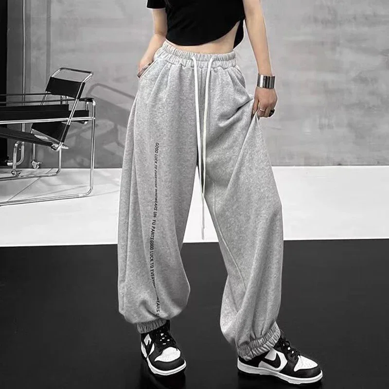 

VIPOL Y2K Joggers Sweatpants Women 2023 Autumn Harajuku Hip Hop Letter Print Sports Pants Oversized Streetwear Wide Leg Trousers