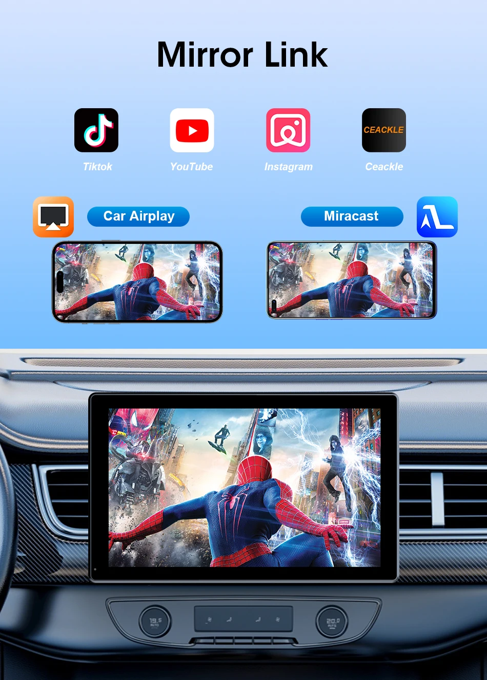 Jansite 9-Zoll-Autoradio mit vertikalem Bildschirm, Multimedia-Videoplayer, kabelloses Carplay, Android Auto, magnetische Halterung, Auto-Monitore, GPS – Detail 7