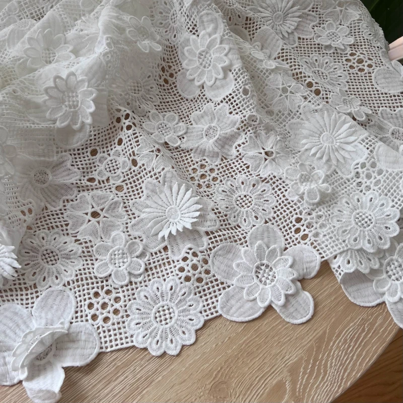Elegant 3D Embroidered Lace Fabric for Bridal Gowns and Home Decoration Designer Fabric By The Yard