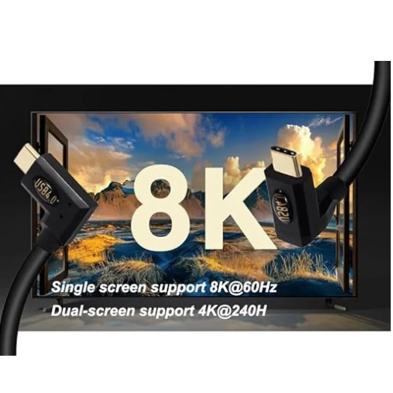 40Gbps Extender, 240W PD Charging, 8K@60Hz 4K@240Hz Video, Left Right Angle Male to Female Cord Compatible with Thunderbolt 4/3,