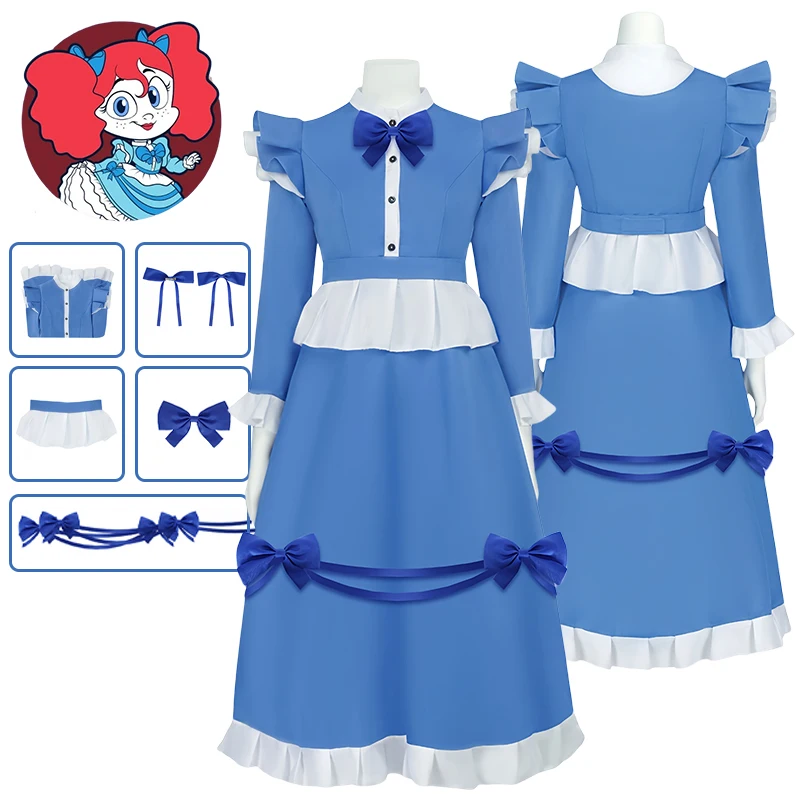 

Game Poppy Cosplay Costume Blue Dress Uniform Dress Up Suit Halloween Costume for Women