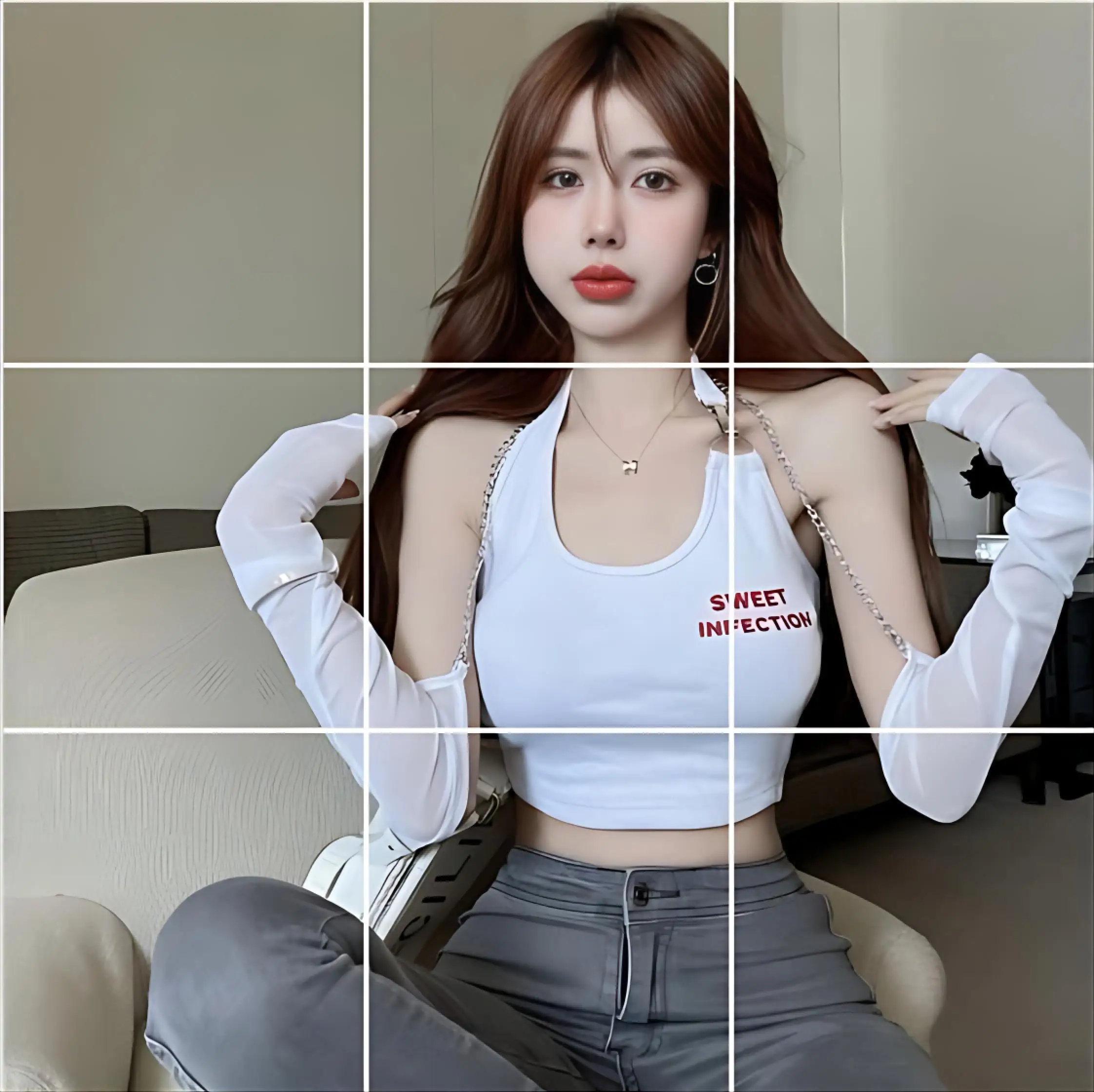 Detachable Sleeve T-Shirt Women T Shirts Blank Autumn-Winter Anti-Wrinkle Loose Structure Ins Style Holiday Gathering Plus Size