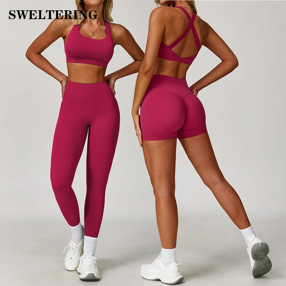 

2PCS Fitness Suit Women's Tracksuit Yoga Sets Sportswear Workout Clothes Sports Bra High Waist Leggings Gym Clothing Sports Suit