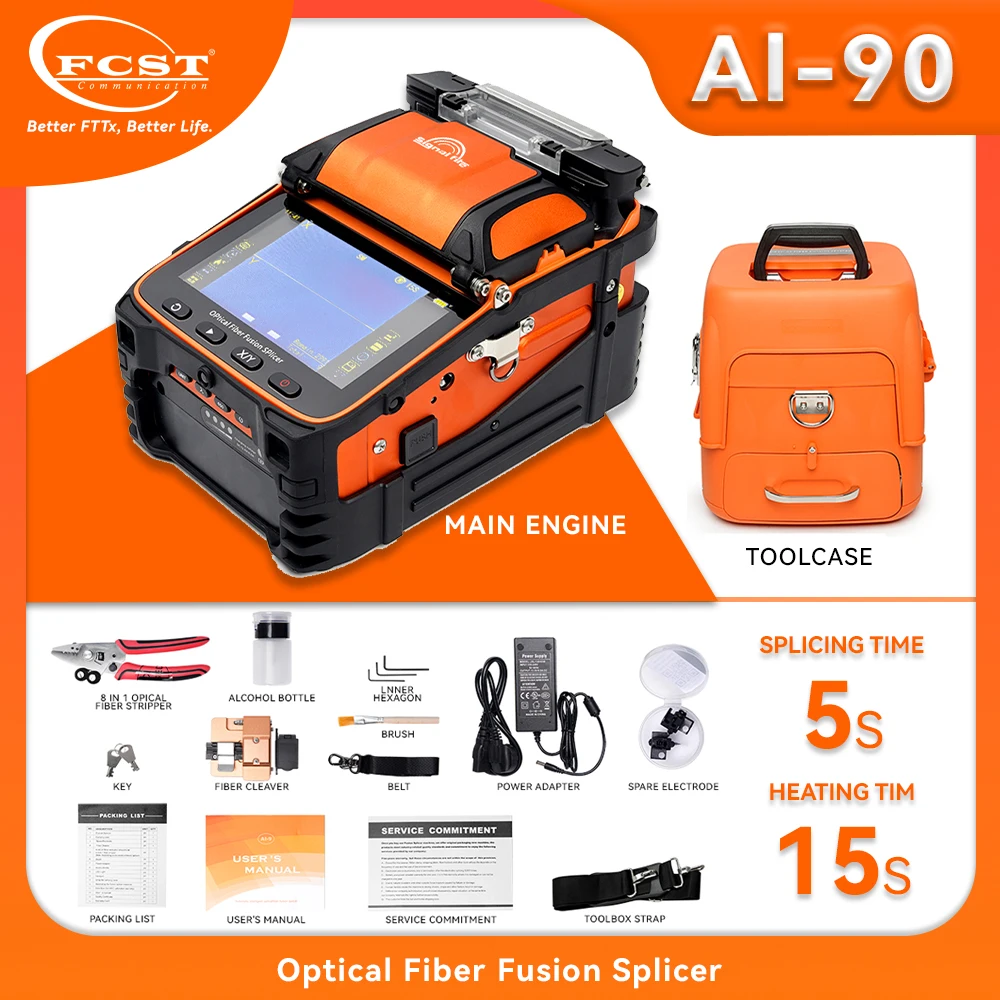 FCST AI-9 Signal Fire SM & MM Multi-Language FTTH Original Fiber Optic Splicing Machine Optical Fiber Fusion Splicer