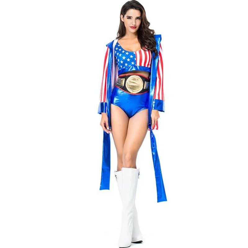 

Sexy Women's Boxing Girl Costume Adult Halloween Party Cosplay Clothing