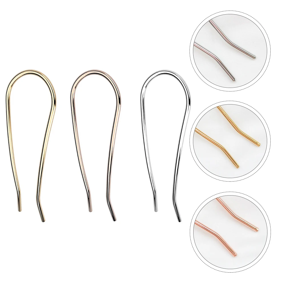 

3 Pcs U Shaped Hair Clasp Women Updo Hair Stick Metal Alloy Round Wavy Hairstyle Accessories Daily Party Photo