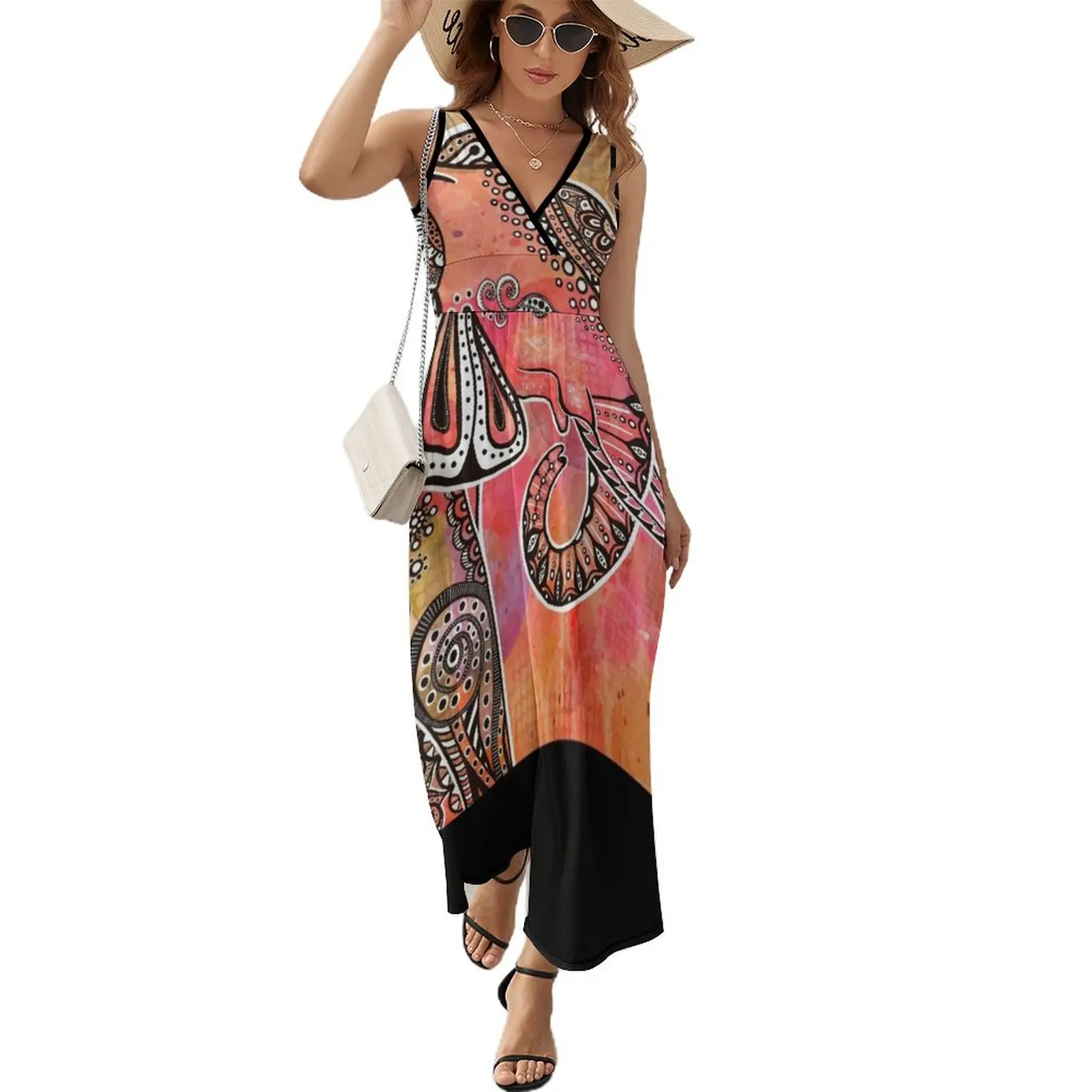 

“Ajani” Wild African Elephant Sleeveless Dress purple dress dresses for woman 2024