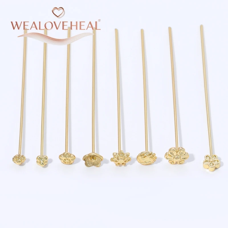 18K Vergoldete Messing-Blumenkopfnadeln 0,8mm Vintage Blumen-Perlenzubehör für DIY Ohrringherstellung Handgemachte Schmuckkomponenten – Detail 16