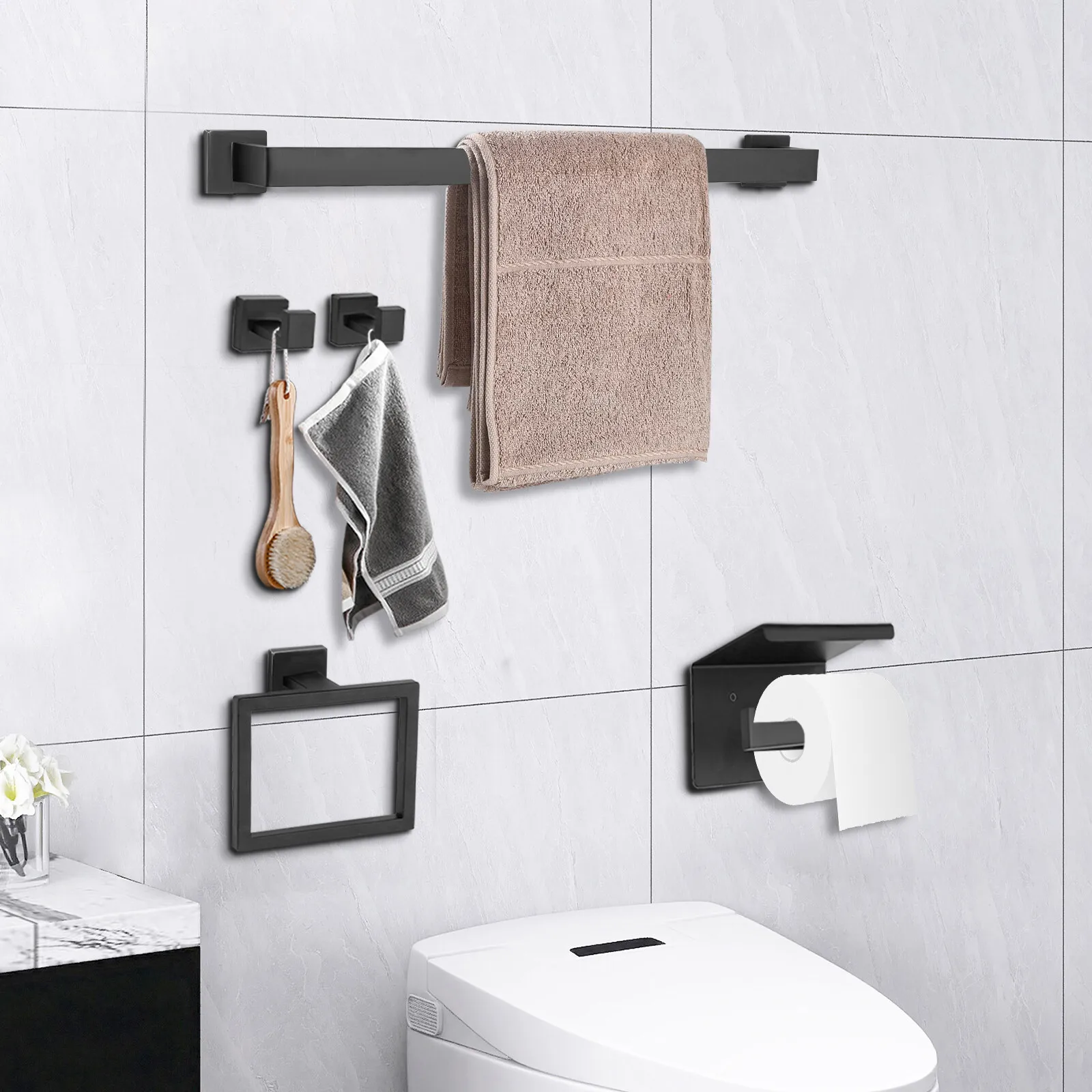 5 Piece Stainless Steel Bathroom Accessory Set
