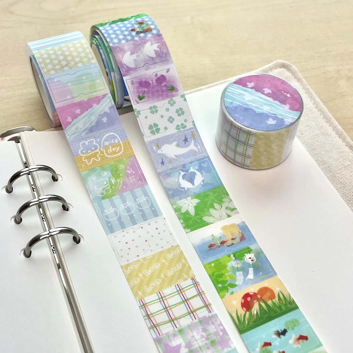 Salt Style Deco Label Sticker Tapes Sandy Glitter PET Index Tabs for Scrapbooking Stationery Stickers Decor Supplies