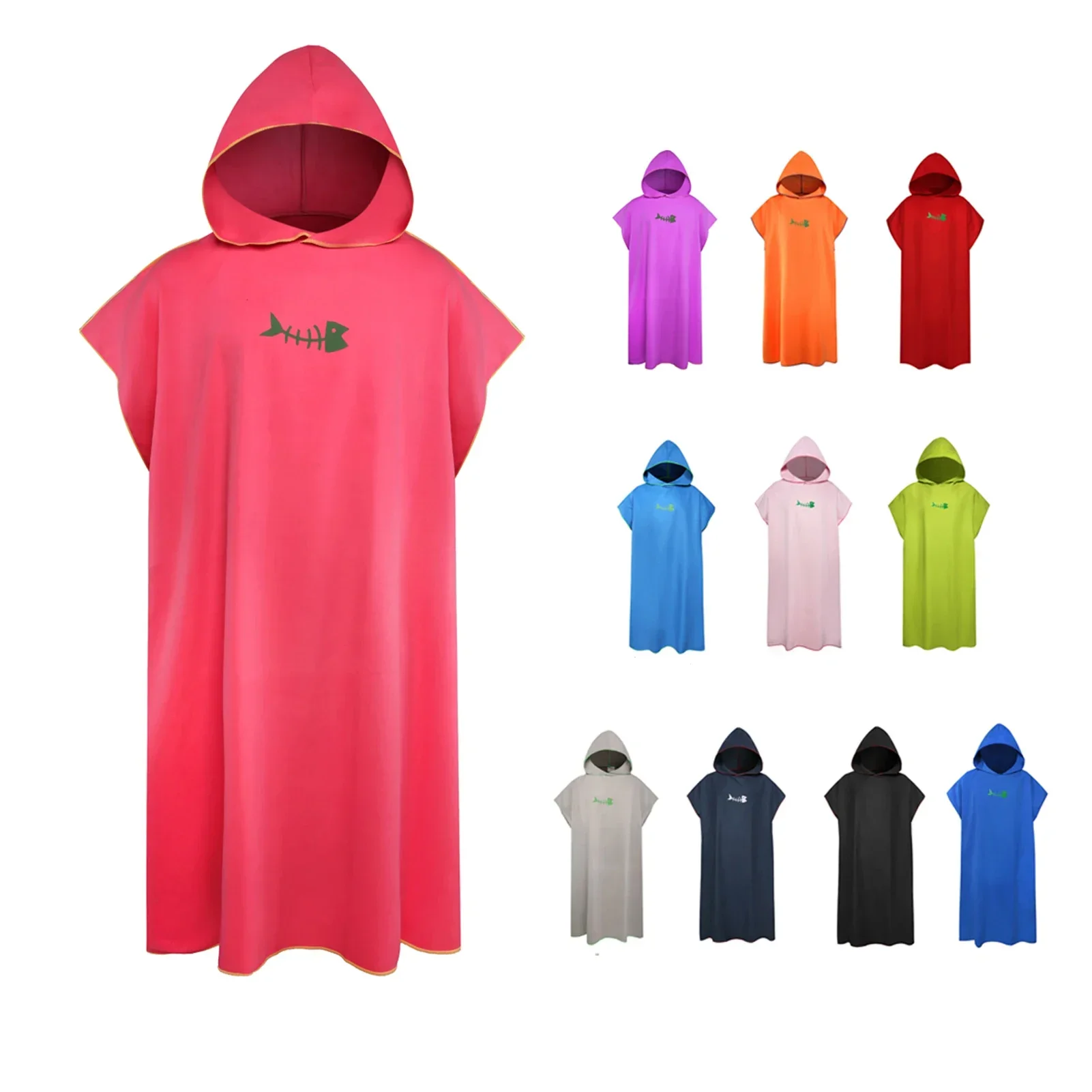 Adult Microfiber Towel Hooded Surf Poncho Changing Robe Quick Dry Beach Towel Bathrobe for Women Men Beach Swimming Towel Poncho