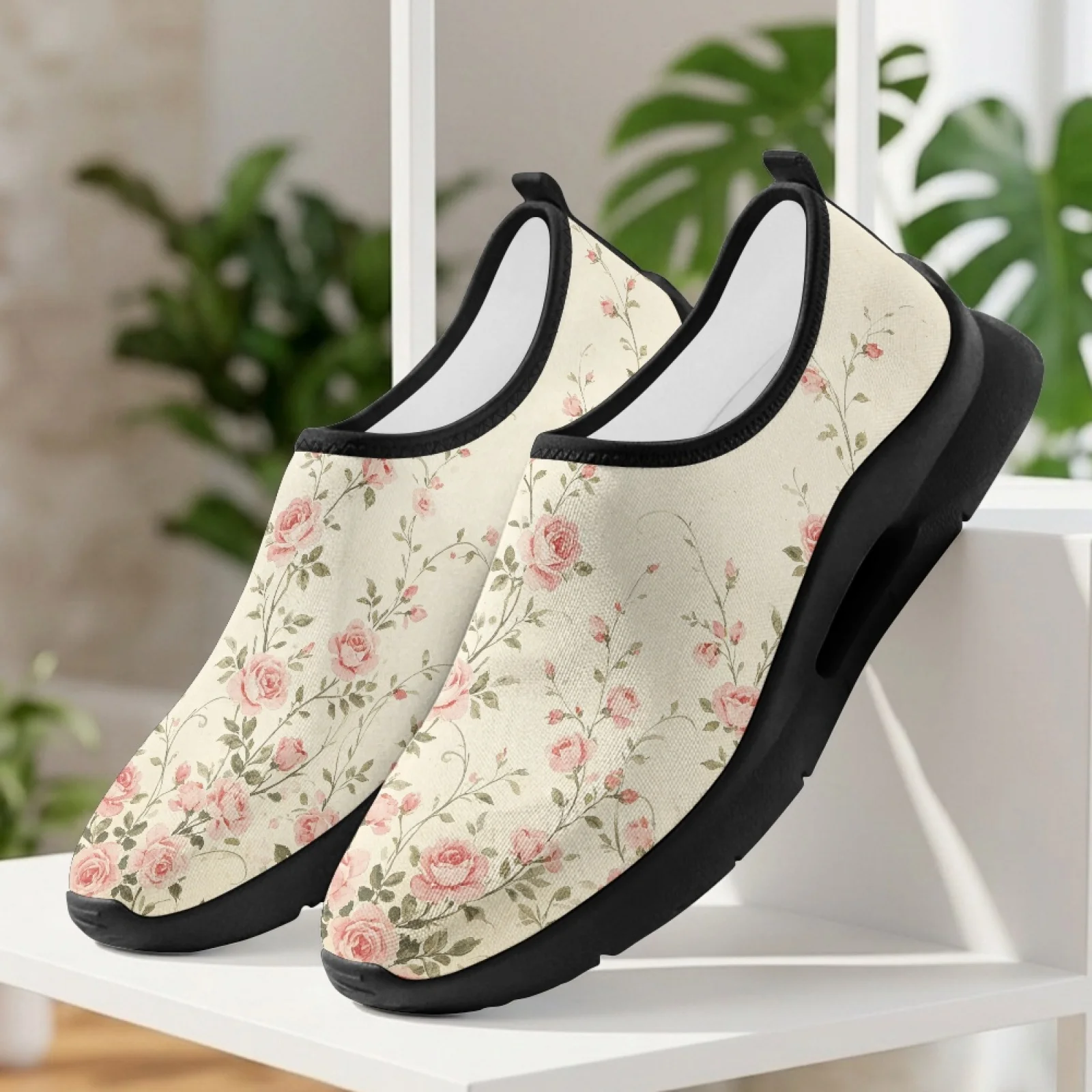 PENSTROLL Pink Rose Casual Walking Shoes for Men, Breathable Mesh Comfort Sneakers for Running and Daily Walking