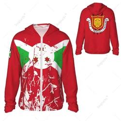 Burundi Flag Sun Protection Hoodie Sunscreen Clothes Fishing Cycling Running Quick Dry Long Sleeve With Zipper Polyester