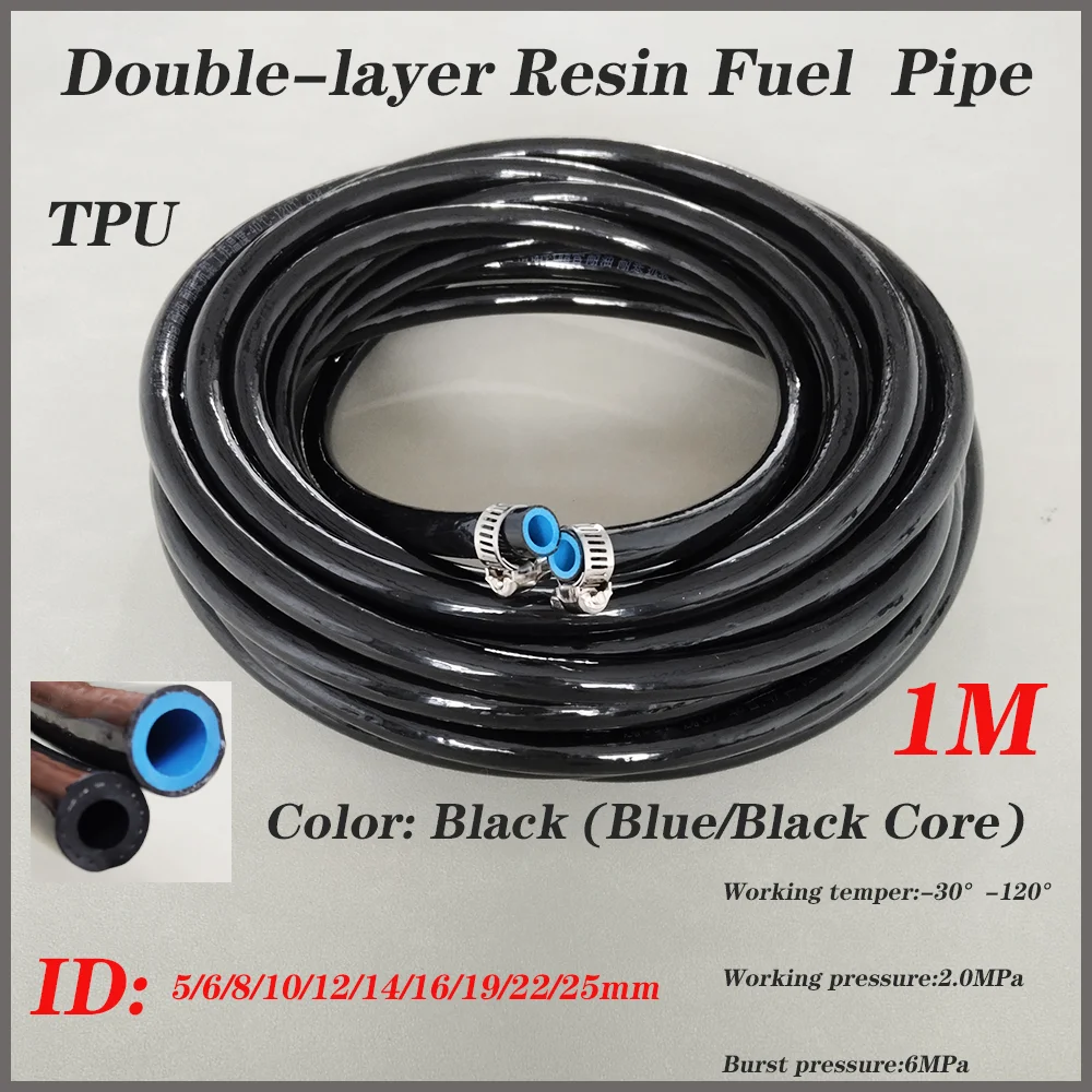 

1Meter TPU Resin Oil Pipeline Diesel Hose High Temperature Pressure Explosion-Proof Fuel Hoses ID 5/6/8/10/12/14/16/19/22/25mm