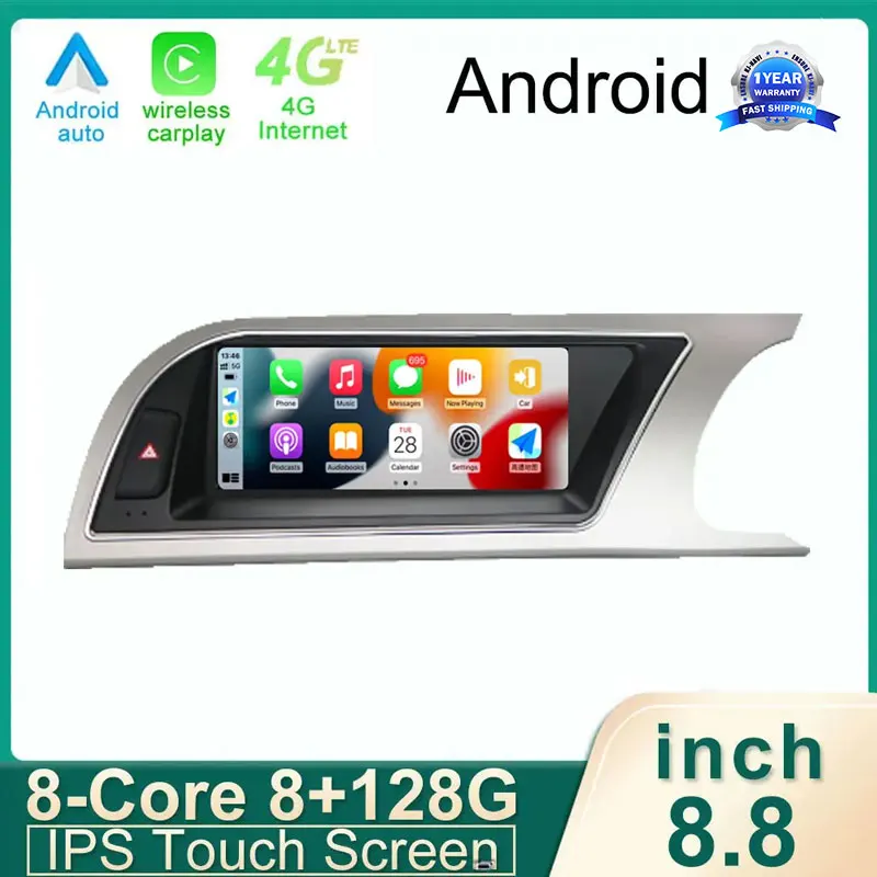 

RHD 8.8 Inch Android 14 Touch Screen For Audi A5 B8 2009-2016 Car Accessories Multimedia Carplay Monitors Speacker Radio Player