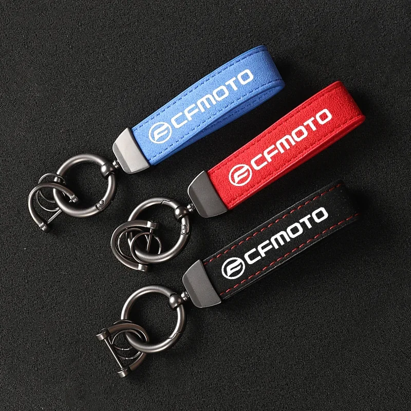 

High-Grade Leather Suede Key Ring Horseshoe Buckle Motorcycle Keyring Key For CFMOTO CF650 650NK 400NK 250NK 400GT 650MT