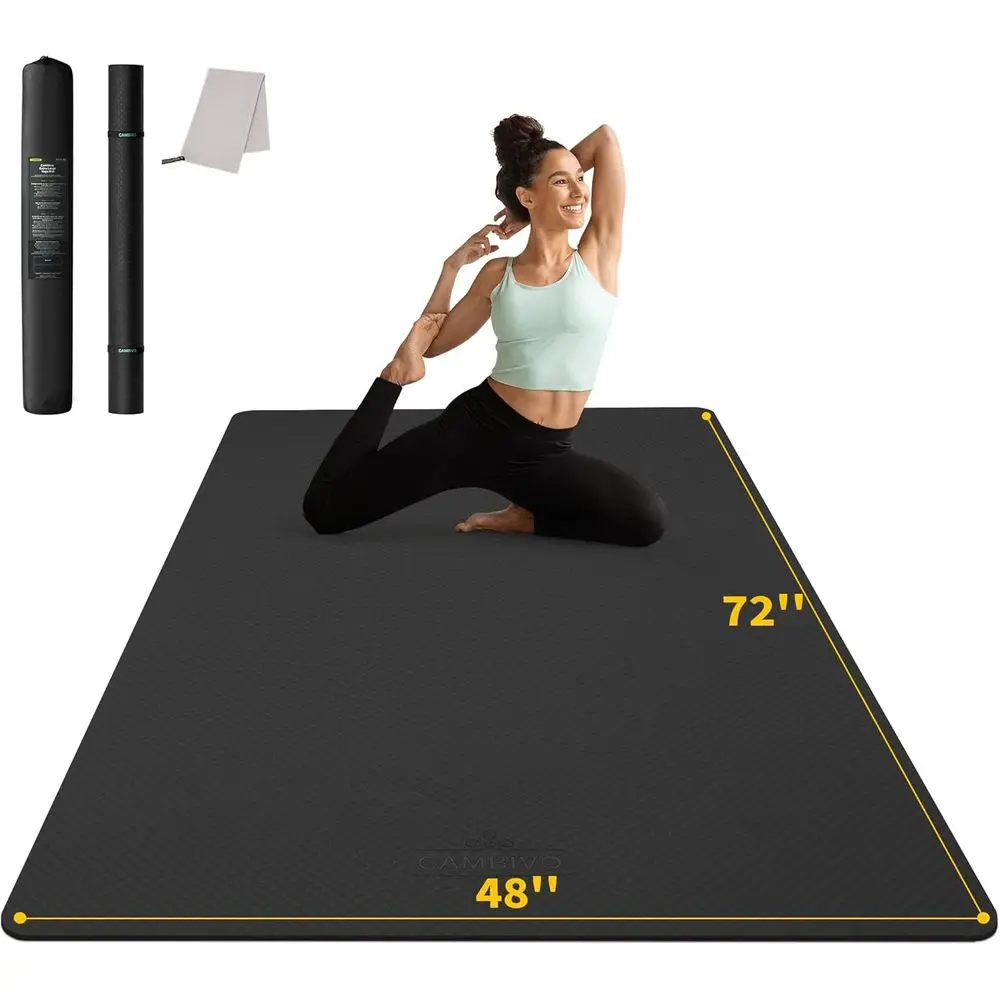 

Large 72 x 48 Exercise Mat | 6-12mm Thick TPE Cushioning for Home Gym & Joint Support