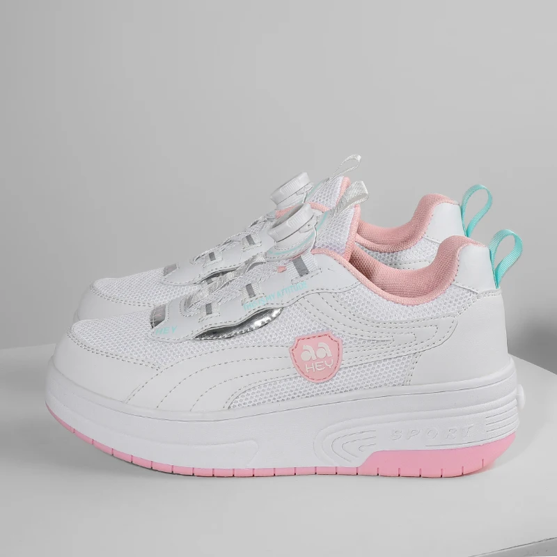 

Cool Kids' Roller Sneakers: Fall No-Tie 4-Wheel Retractable Skates – Boys' Student Wheeled Shoes