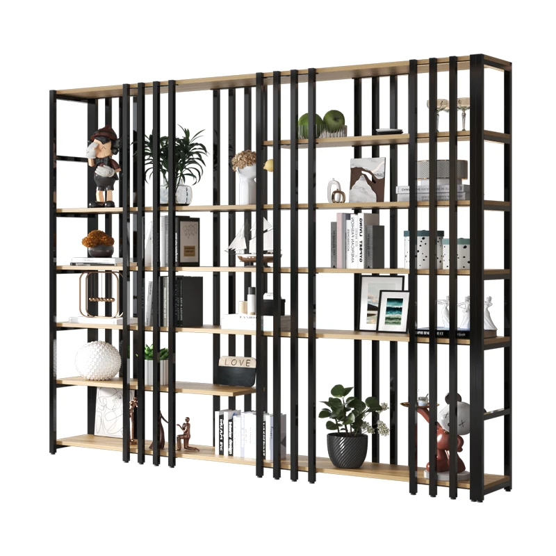 Wrought iron multi-layer partition rack restaurant screen floor-to-ceiling industrial wind display rack office entrance wall