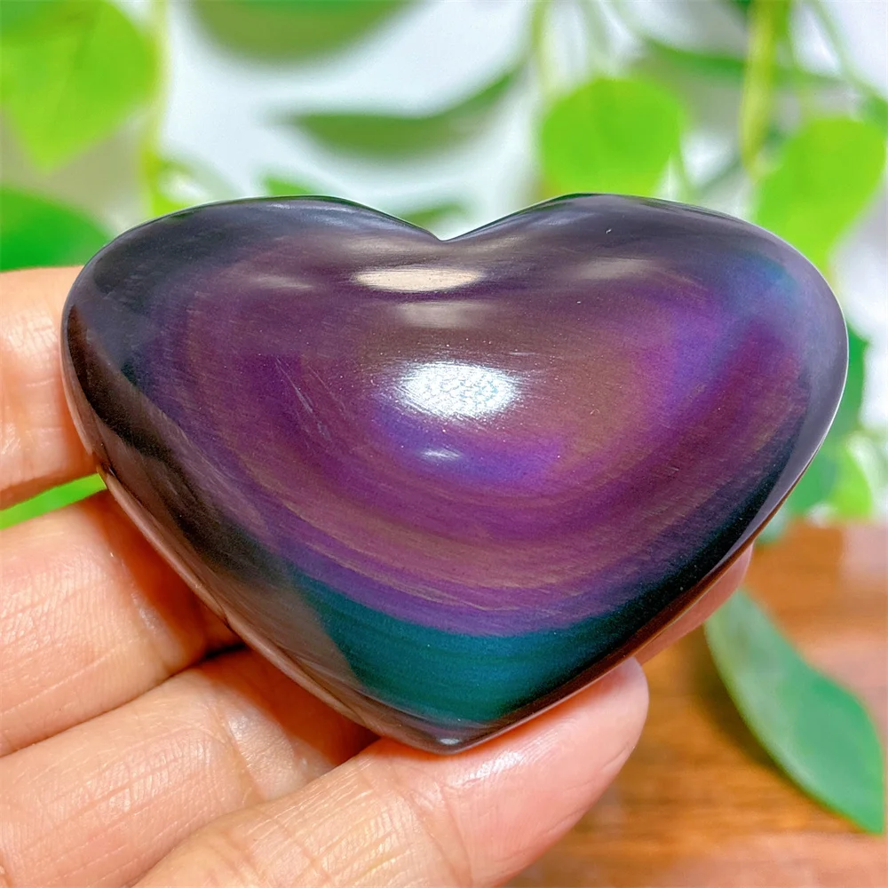 Rainbow Obsidian Heart Crystal Natural Quartz Stone Home Decoration Minerals Reiki Craft Gifts Energy Healing Spiritual Love