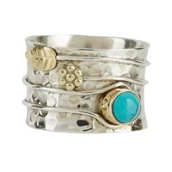 Retro Bohemia Finger Rings for Women Statement Inlaid Stone Silver Color Metal Accessories Ladies Vintage Jewelry Gift Wholesale