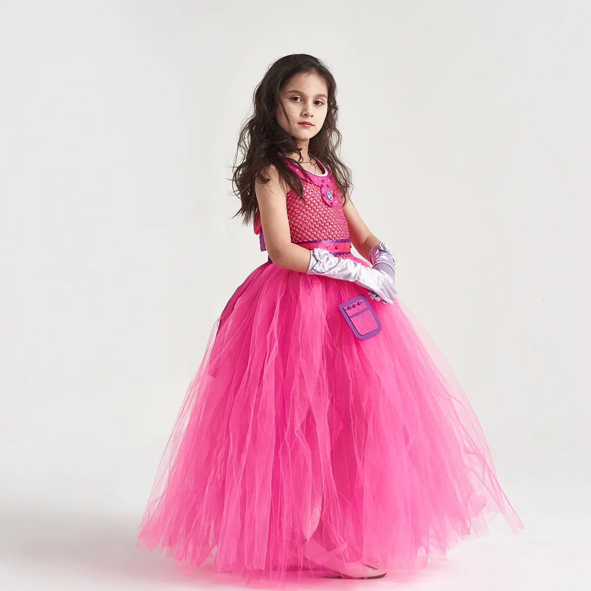 Halloween Pink Long Tulle Tutu Gown Floor Length Mesh Puffy Dress Evening Banquet Stage Photo Daily Holiday Flared A-line Skirt