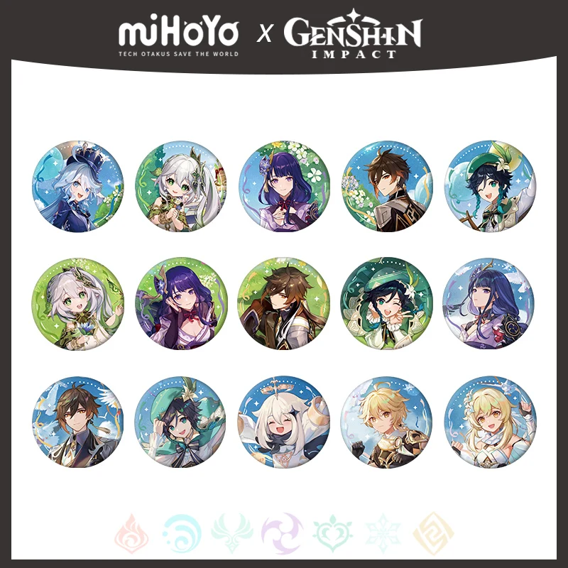 

Official Original Genshin Impact Anniversary Series Badge Venti Zhongli Raiden Shogun Nahida Furina Genshin 3 Year