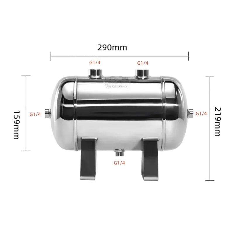 5L 304 Stainless Steel Air Tank, Air Compressor Pressure Tank Buffer Tank, G1/4 Interface