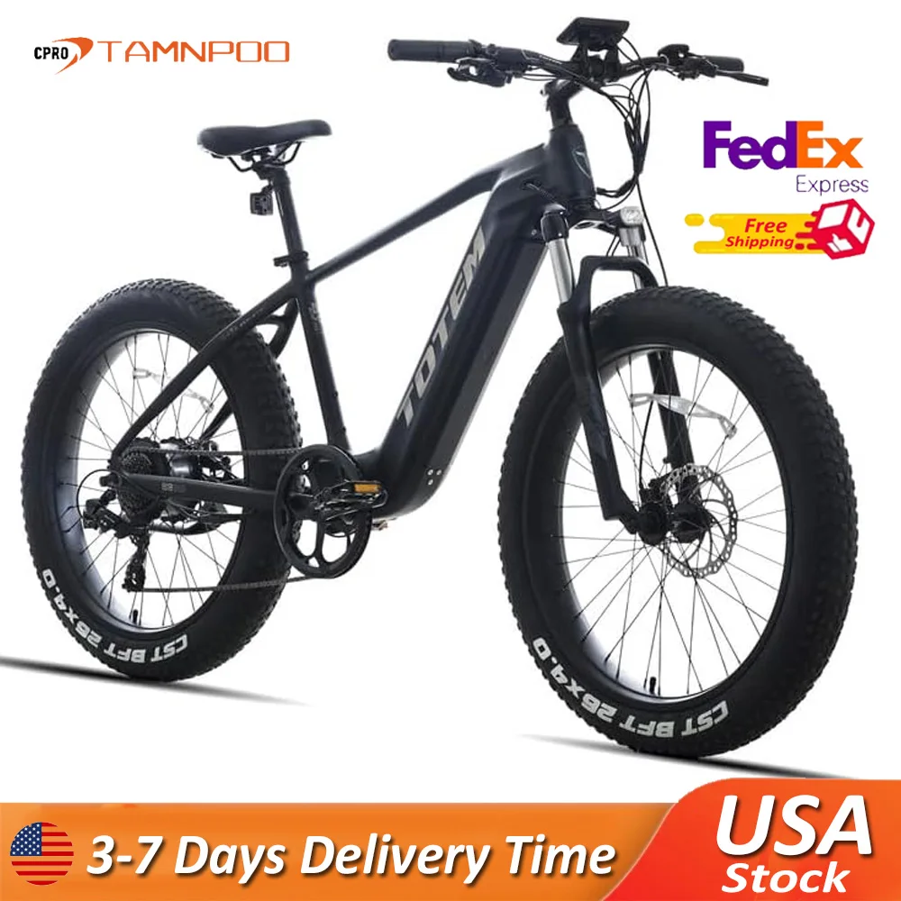 

Totem Bulldog 750W Adults Electric Bike 48V 14.5Ah Removable Battery 7-SPEED Electric Mountain Bike 26" x 4.0" Fat Tire Ebike