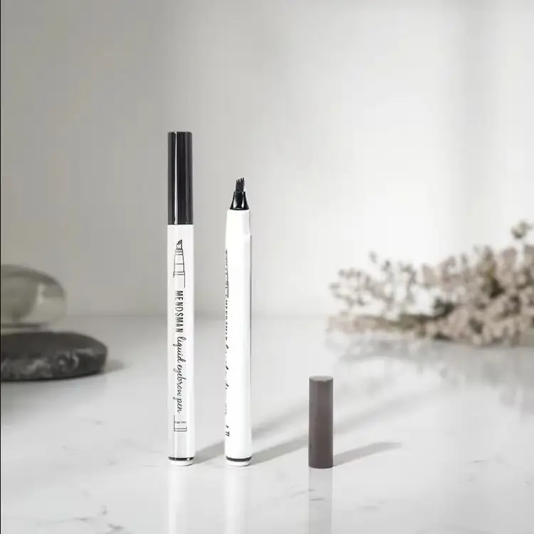 Fine Tip 4‑Prong Liquid Eyebrow Pen, Long‑Lasting Smooth Fork‑Tip Brow Makeup for Natural Eyebrow Drawing