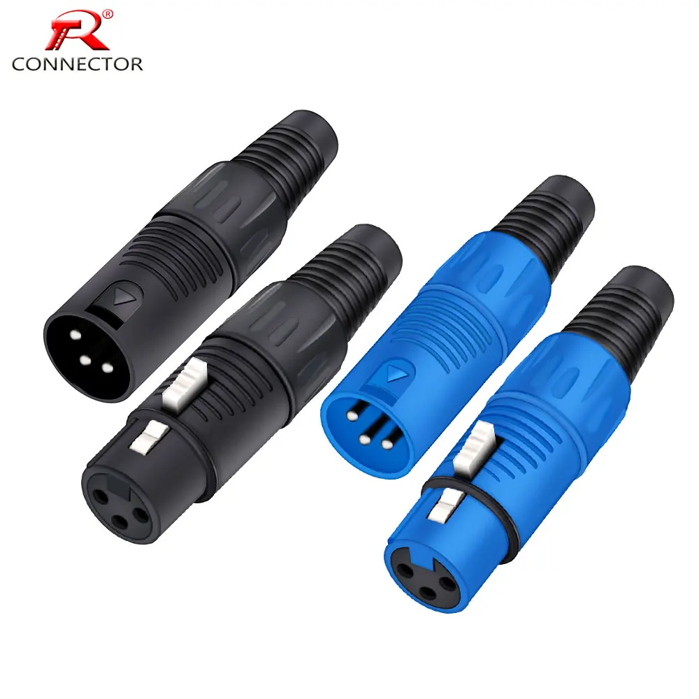 4pcs Plastic shell 3Pins XLR Male/Female Plug Wire Connectors for Audio Microphone/MIC, High quality,cable size up to 6.0mm