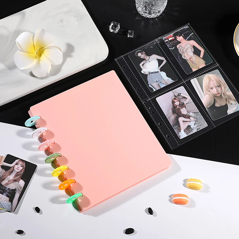 Kpop Photocard Binder 7 Girds Large Capacity Photo Album Idol Cards Storage Book Transparent Binder Background Paper