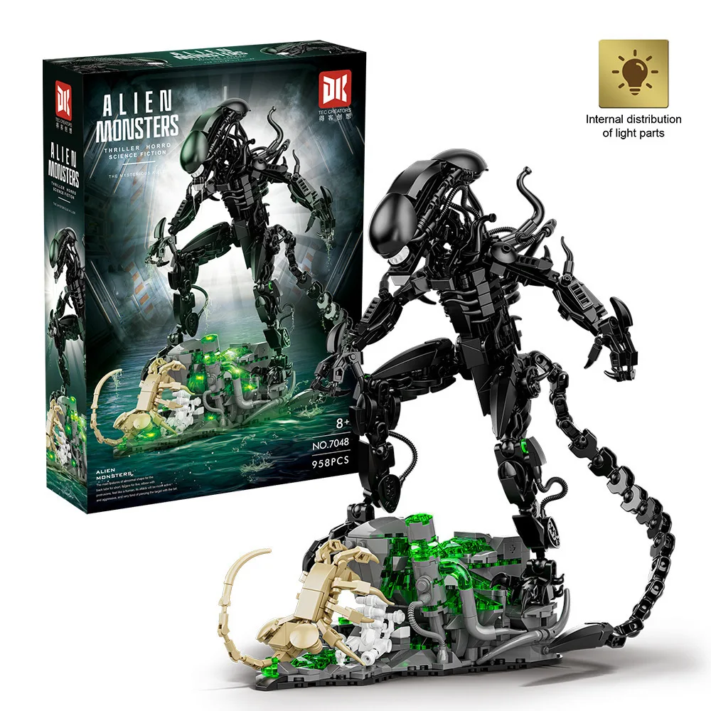 

New Alien Stranger Monster Building Blocks Poseable Sci Fi Creature Everythings Model Kit Desktop Display Gift for Adults Kids
