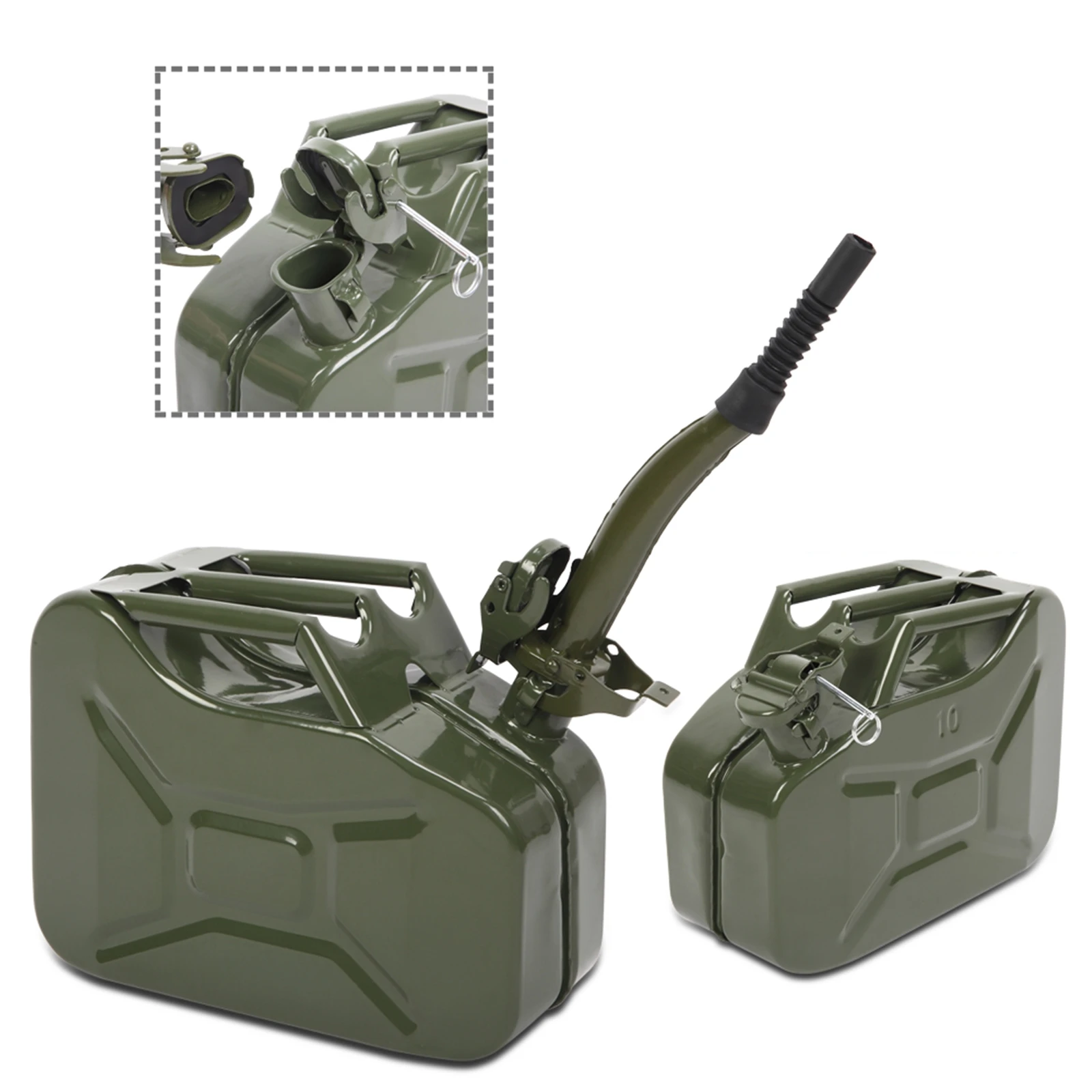 10L Metal Jerry Can Gasoline Drums For Petrol Jerry Can Pouring Spout Flexible Nozzle Petrol Fuel Seal Stable And Sealed For Car