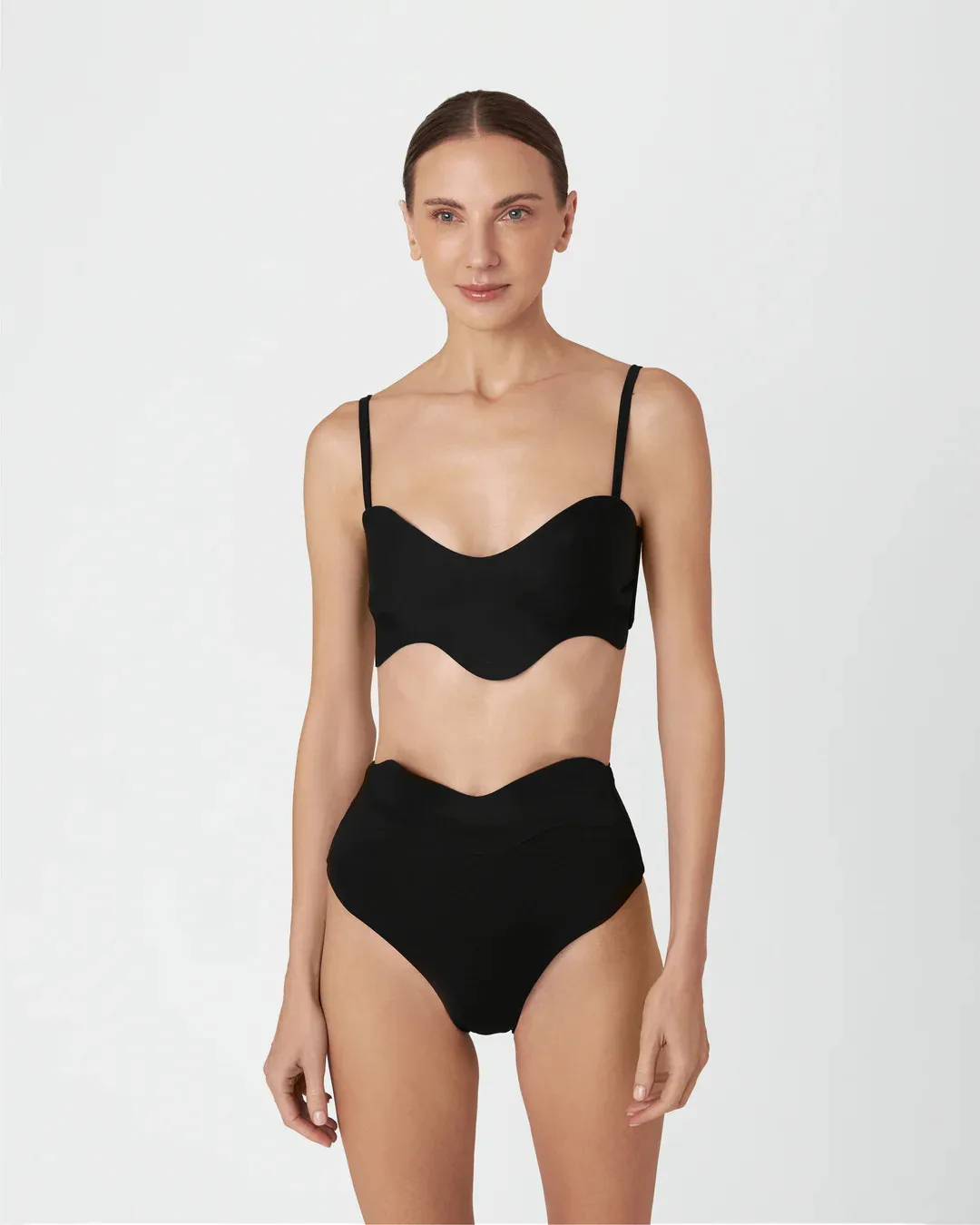 

Scalloped Edge Bikini Women High Waist Swimsuit Luxury Lady Separate Biquini Swimwear Simple Mujer Bathing Suit Vacation Outfits