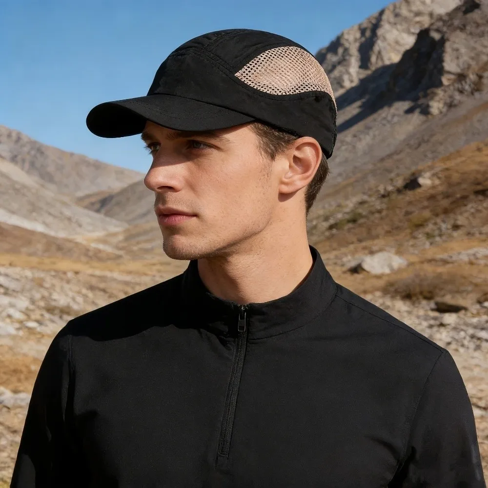 Stylish Quick-Dry Baseball Cap Breathable Mesh Short Brim Peaked Cap Japanese Retro Style Sun Visor Hat Outdoor Use