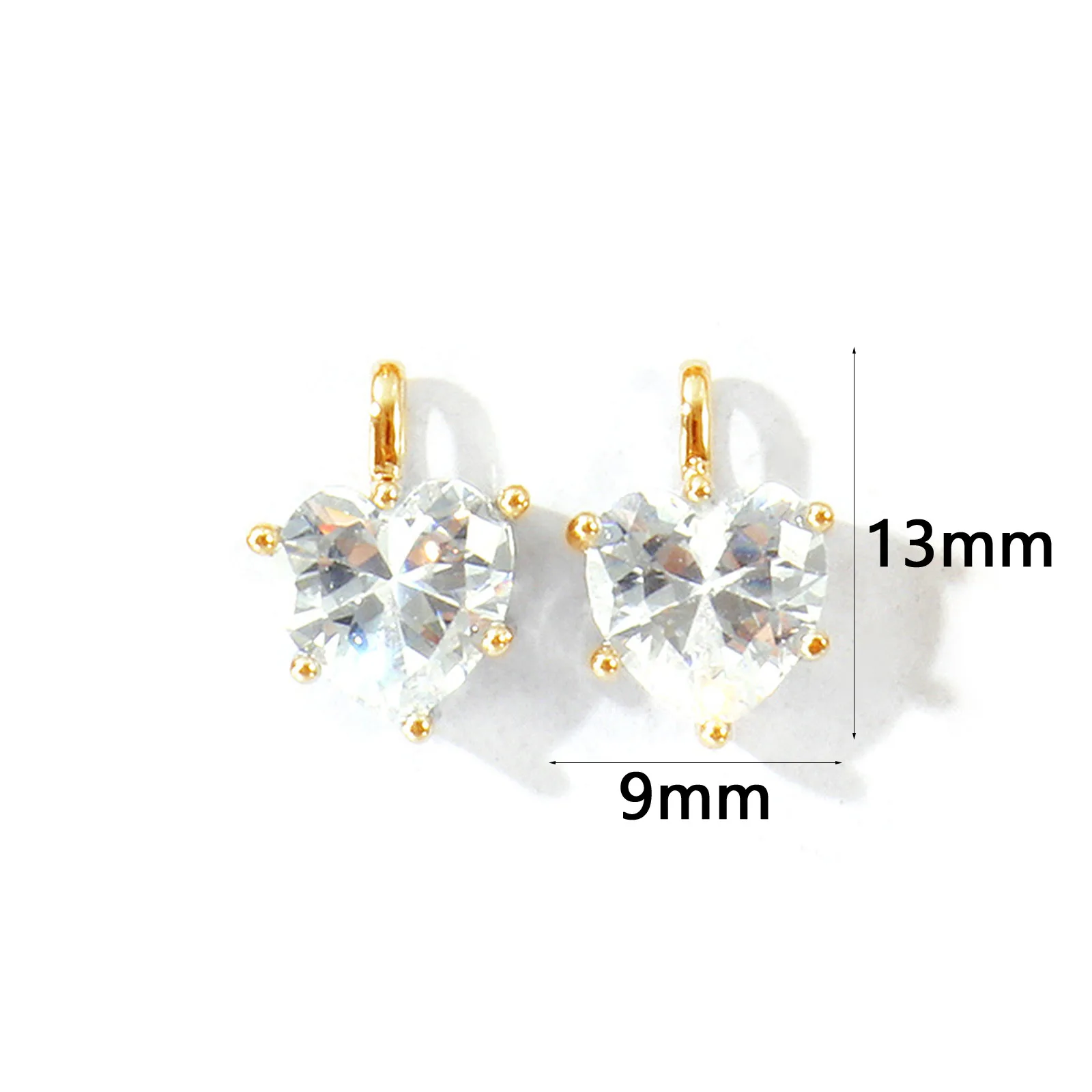 2 Stück Zirkonia-Charms zum Valentinstag, Geburtsstein-Charms, Herz, Messing, 18 Karat vergoldet, Anhänger für die Herstellung von DIY-Halsketten, 13 mm x 9 mm – Detail 15